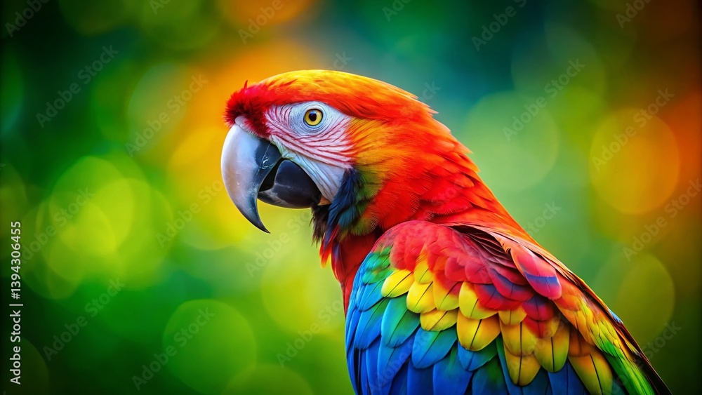 Obraz premium Closeup Portrait of a Vibrant Parrot Detailed Feathered Beauty in Brilliant Colors