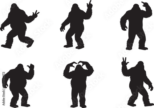 Bigfoot Sasquatch Funny Pose Silhouette Bundle