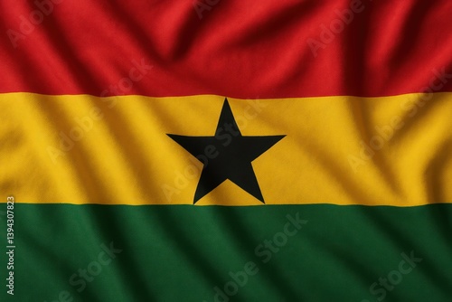 Wallpaper Mural The national flag of Ghana is waving, featuring red, yellow, and green horizontal stripes with a black star in the center. Concept of: Ghanaian Pride. Torontodigital.ca