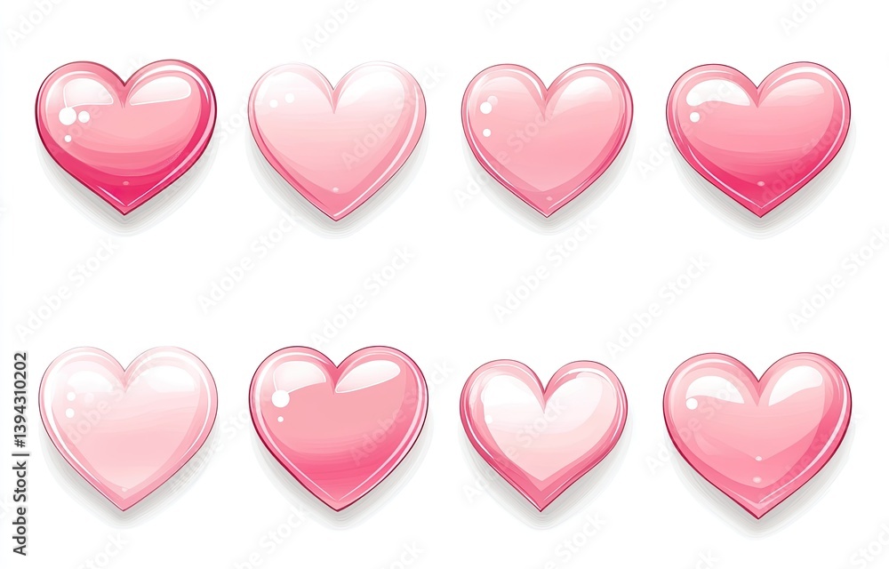Nine glossy pink hearts (1) Nine glossy pink hearts (1)
