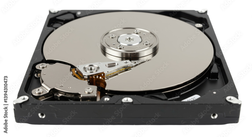 Isolated Opened Hard Drive Disk with Components Isolated Opened Hard Drive Disk with Components