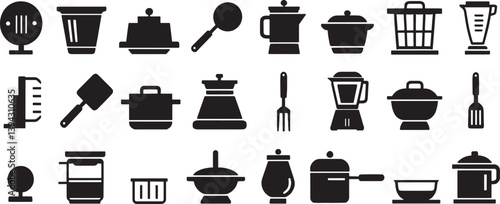 Flat vector cooking icon collection perfect for food branding, recipe apps, or restaurant websites.
