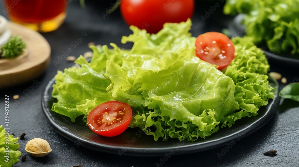 Fresh salad with lettuce and cherry tomatoes Fresh salad with lettuce and cherry tomatoes