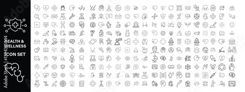 Wellness Icons vector illustration with thin line editable stroke contains relaxation, yoga, health, spa, wellbeing, gratitude, achievable goal, herbal medicine, personal growth, meditation, nutrition