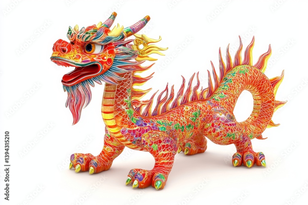 Fototapeta premium Stunning Colorful Chinese Dragon Sculpture