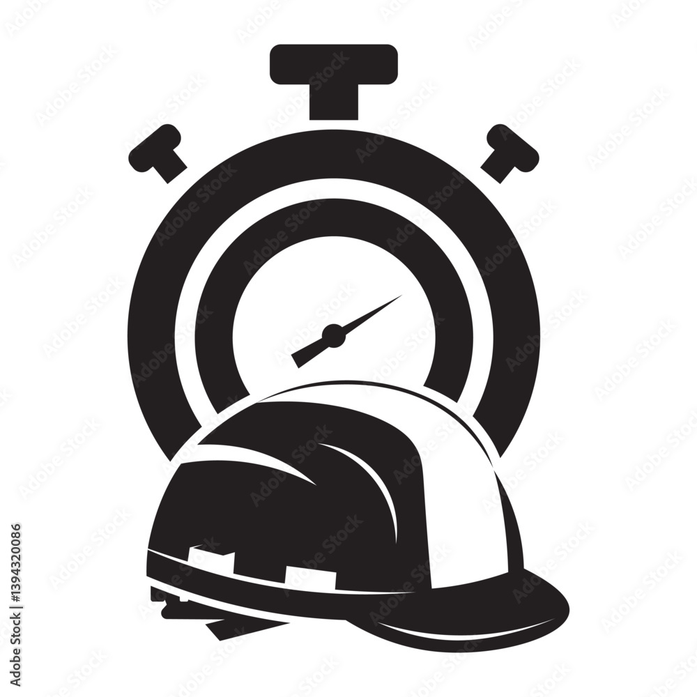 Obraz premium Fast Worker Construction Time Clock Icon