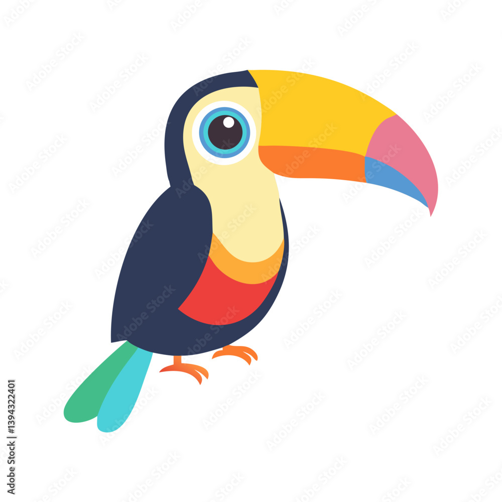 Obraz premium Smiling cartoon toucan in side profile