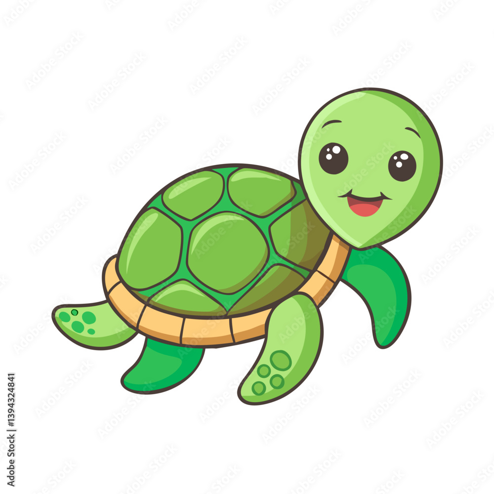 Fototapeta premium Smiling cartoon turtle walking