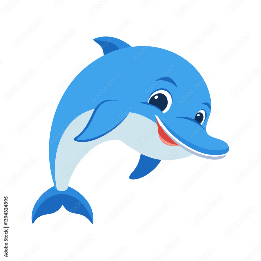 Friendly cartoon dolphin swimming forward Friendly cartoon dolphin swimming forward
