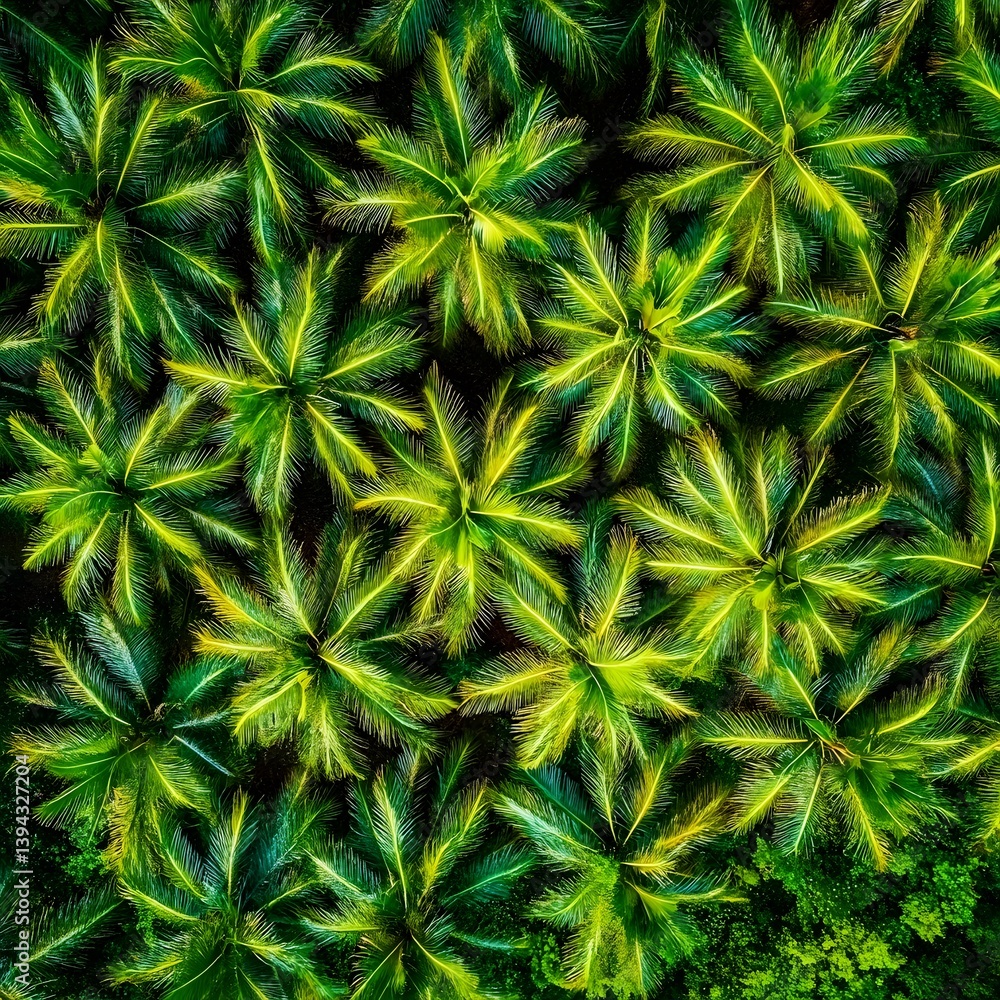 Aerial View Lush Green Palm Tree Plantation Aerial View Lush Green Palm Tree Plantation