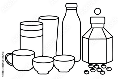 Soy Milk Line Art Elegant Sketch for Minimalist Design Concepts 