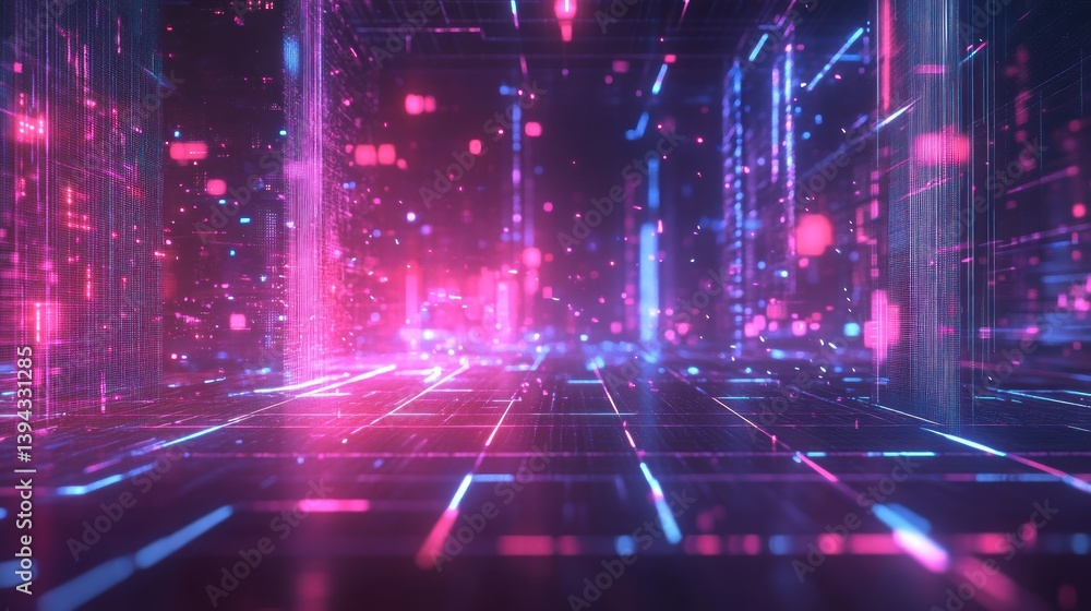 A cyberpunk-inspired digital background with glowing grids and floating holograms, --ar 16:9 --v 6.1 Job ID: 4a860670-44d8-4b7e-b9aa-952d090df82c