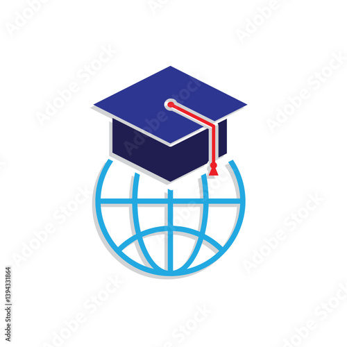 Wallpaper Mural graduation icon. graduation cap toga vector with globe. explaining education, learning outcomes, bachelor. for events, celebrations, flyers. Mixed design style Torontodigital.ca