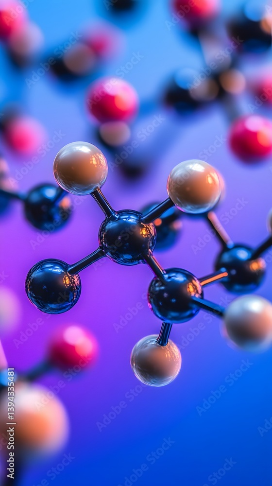 Abstract Molecular Structure 3D Render, Science, Atoms, Bonds, Chemistry, Research Abstract Molecular Structure 3D Render, Science, Atoms, Bonds, Chemistry, Research
