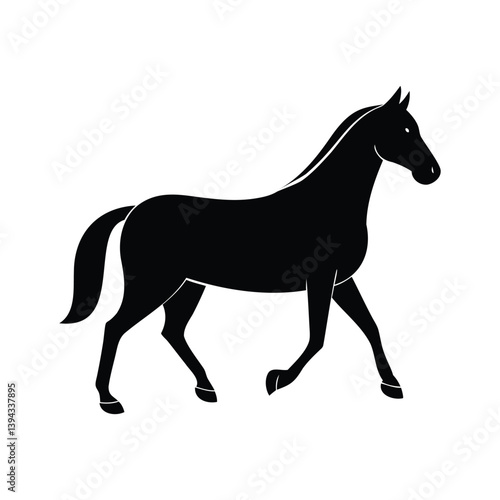 Black Horse Silhouette Walking - Vector Illustration