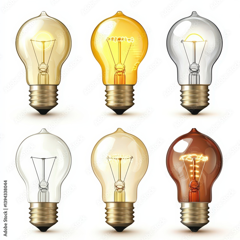 Light bulb icon set cut out isolated on white background Light bulb icon set cut out isolated on white background