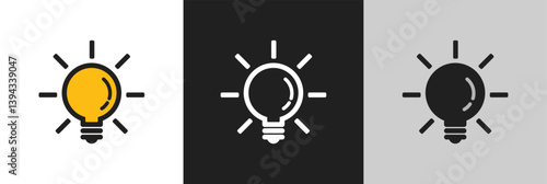 cartoon style minimal yellow light bulb icon. Idea, solution, business, strategy concept. Isolated vector illustration, 3D icon free to edit. Solution and business idea. Thinking, invention symbol.