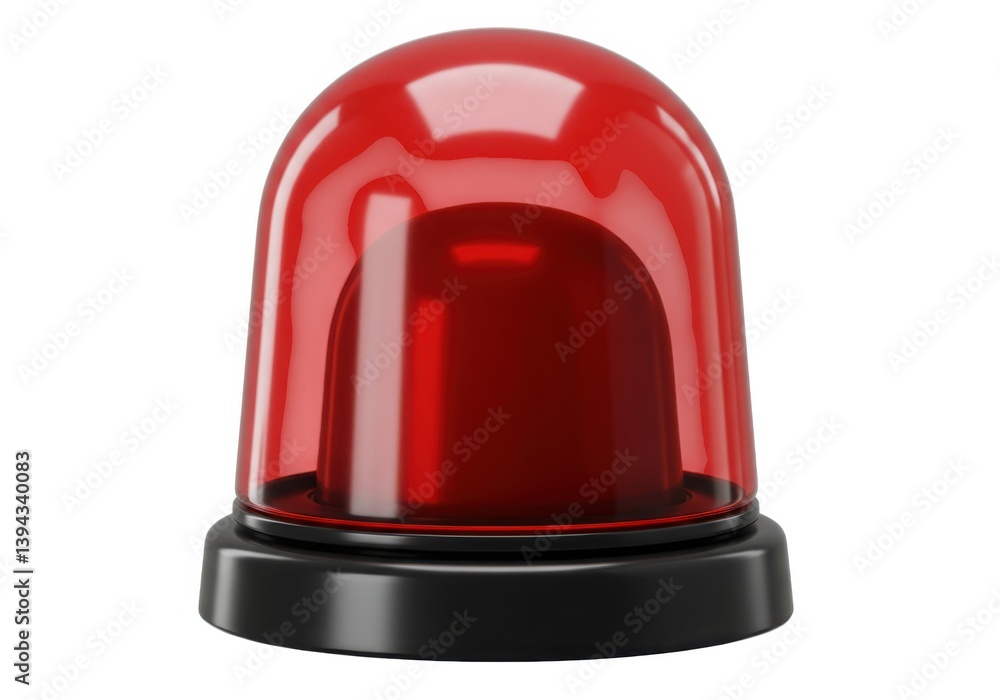 A red emergency light with a transparent dome A red emergency light with a transparent dome