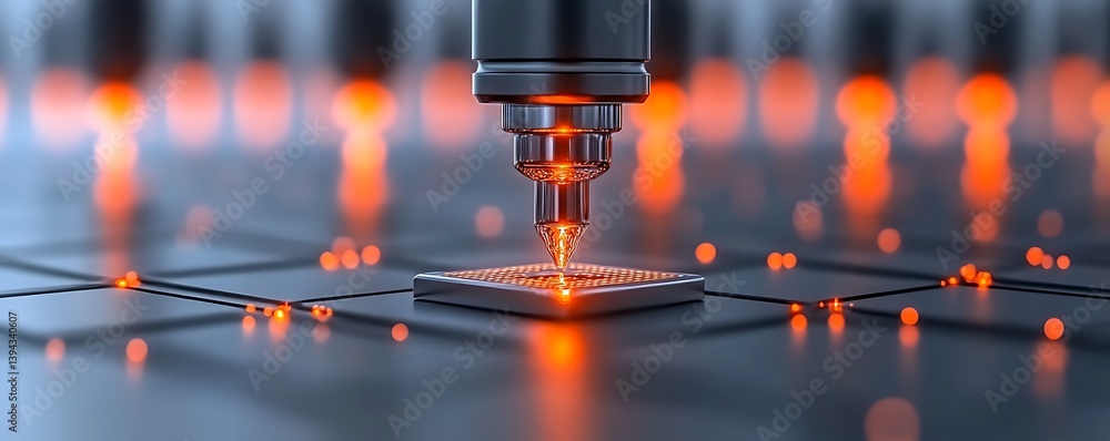 The close up view of a device manufacturing process
