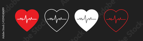 3d red heart with pulse line with magnifier and plus icon. heartbeat 3d or cardiogram, pulse beat measure, cardiac assistance, medical aid and health care. 3d medical vector icon render illustration