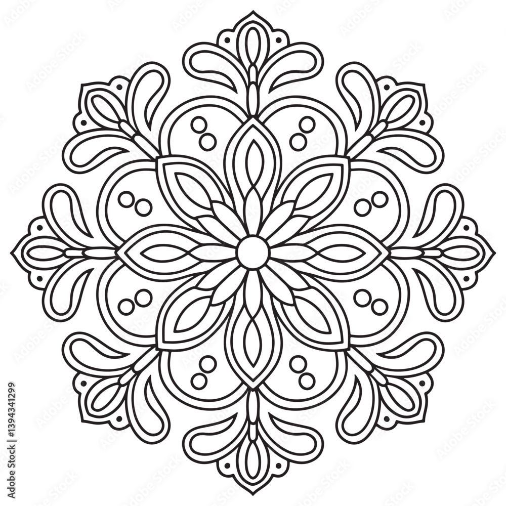 Fototapeta premium Mandala Design Vector, Black Silhouette Mandala Design