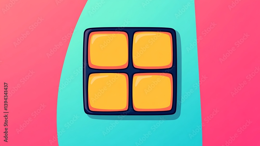 This picture represents a tray with four orange colored squares