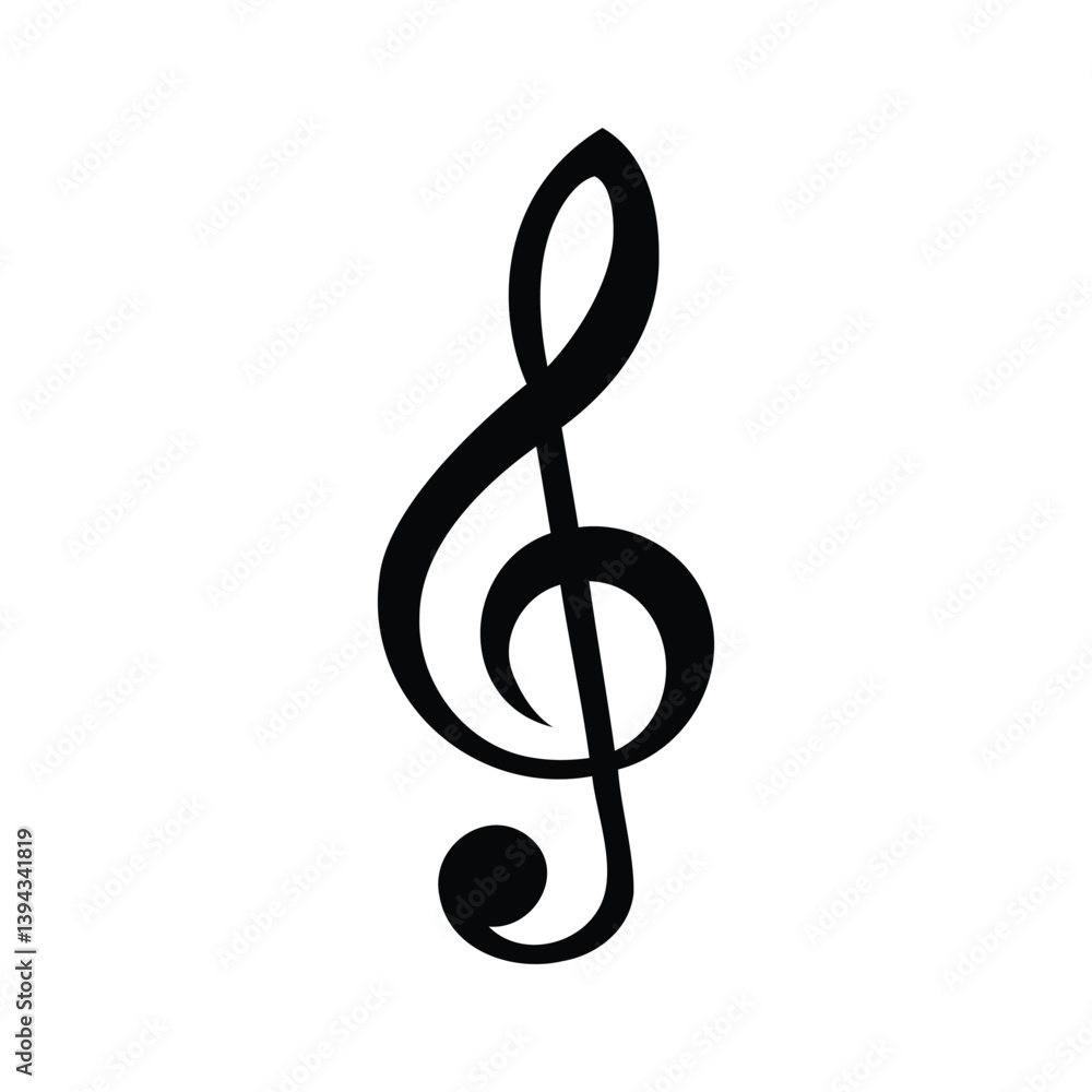 Treble Clef Music Symbol – Musical Notation Icon in Black Vector Illustration Treble Clef Music Symbol – Musical Notation Icon in Black Vector Illustration