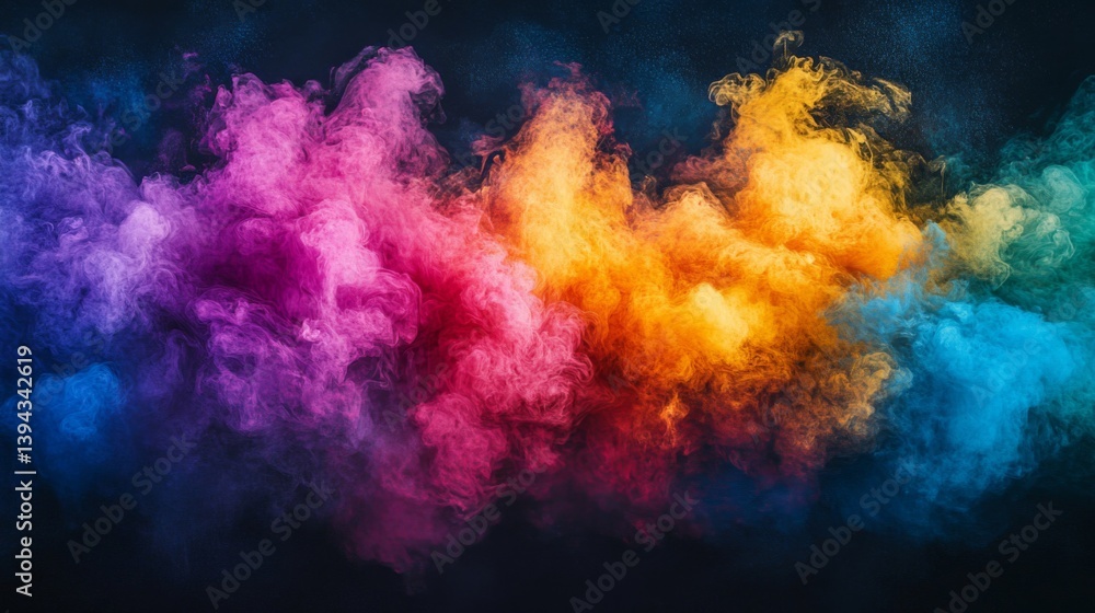 Abstract Colorful Smoke Explosion on Dark Background Abstract Colorful Smoke Explosion on Dark Background