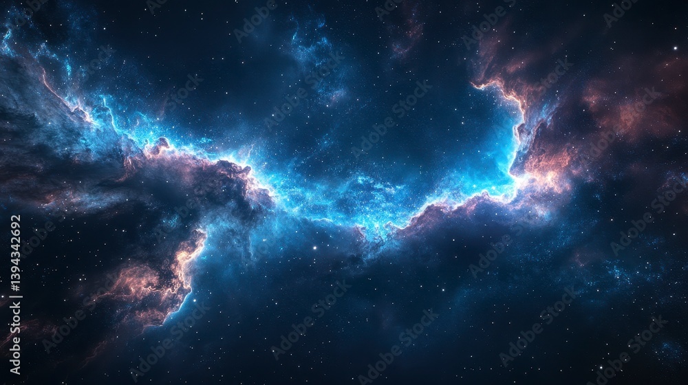 Naklejka premium Stunning Cosmic Landscape with Vibrant Colors and Starry Background