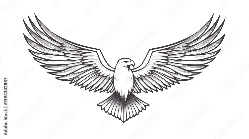 Fototapeta premium Majestic eagle in flight, stylized graphic art, powerful image