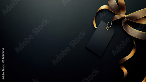 Obraz na płótnie Decorative horizontal black ribbon with bow and sale tag for black friday sale design w salonie