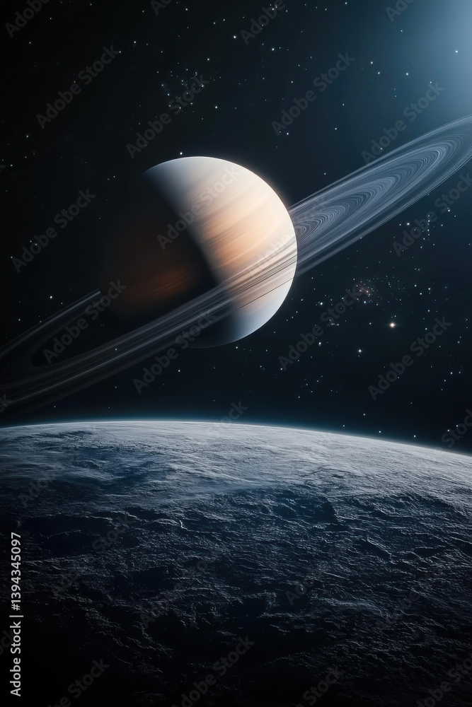 Saturn planet solar system with stars