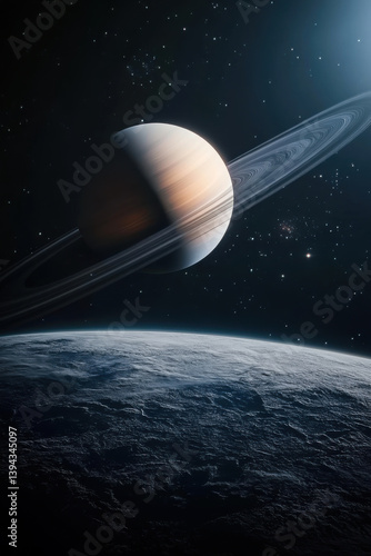 Obraz na płótnie Saturn planet solar system with stars w salonie