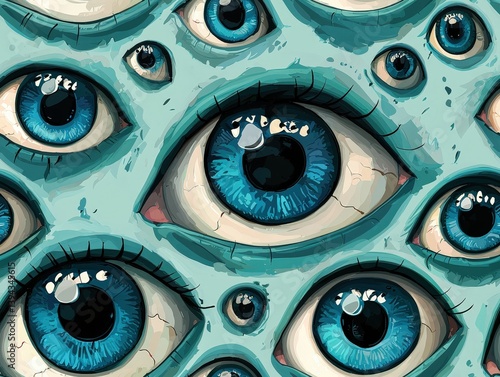 Cartoon eyes abstract background texture pattern seamless