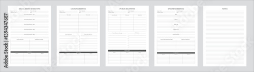 Marketing Planning Page Planner Sheets for Efficiently Organizing, Tracking and Managing Marketing Activities Campaigns Strategies Goals & Performance Across Multiple Channels & Platforms 5 Pages set
