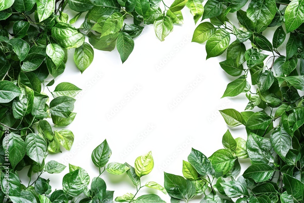 Fototapeta premium Plant border frame framing element on white background