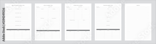 Marketing Planning Page Planner Sheets for Efficiently Organizing, Tracking and Managing Marketing Activities Campaigns Strategies Goals & Performance Across Multiple Channels & Platforms 5 Pages set