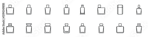Perfume bottle icon set. Fragrance perfume vector. Line and glyph perfume bottle
