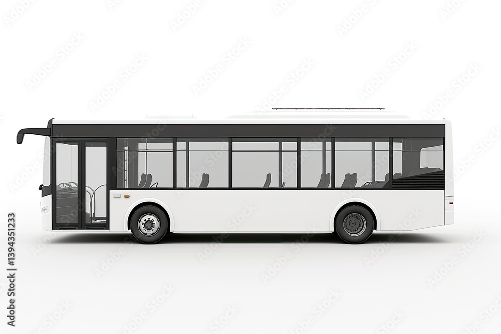 Ultra Hd Visual of Passenger Shuttle Bus on White Background Ultra Hd Visual of Passenger Shuttle Bus on White Background
