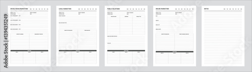 Marketing Planning Page Planner Sheets for Efficiently Organizing, Tracking and Managing Marketing Activities Campaigns Strategies Goals & Performance Across Multiple Channels & Platforms 5 Pages set