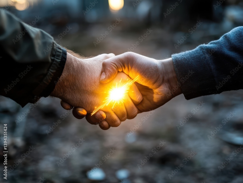 Handshake and flash. Business partnership concept. Handshake and flash. Business partnership concept.