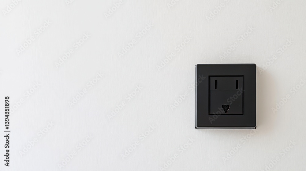 Black electrical outlet on white wall