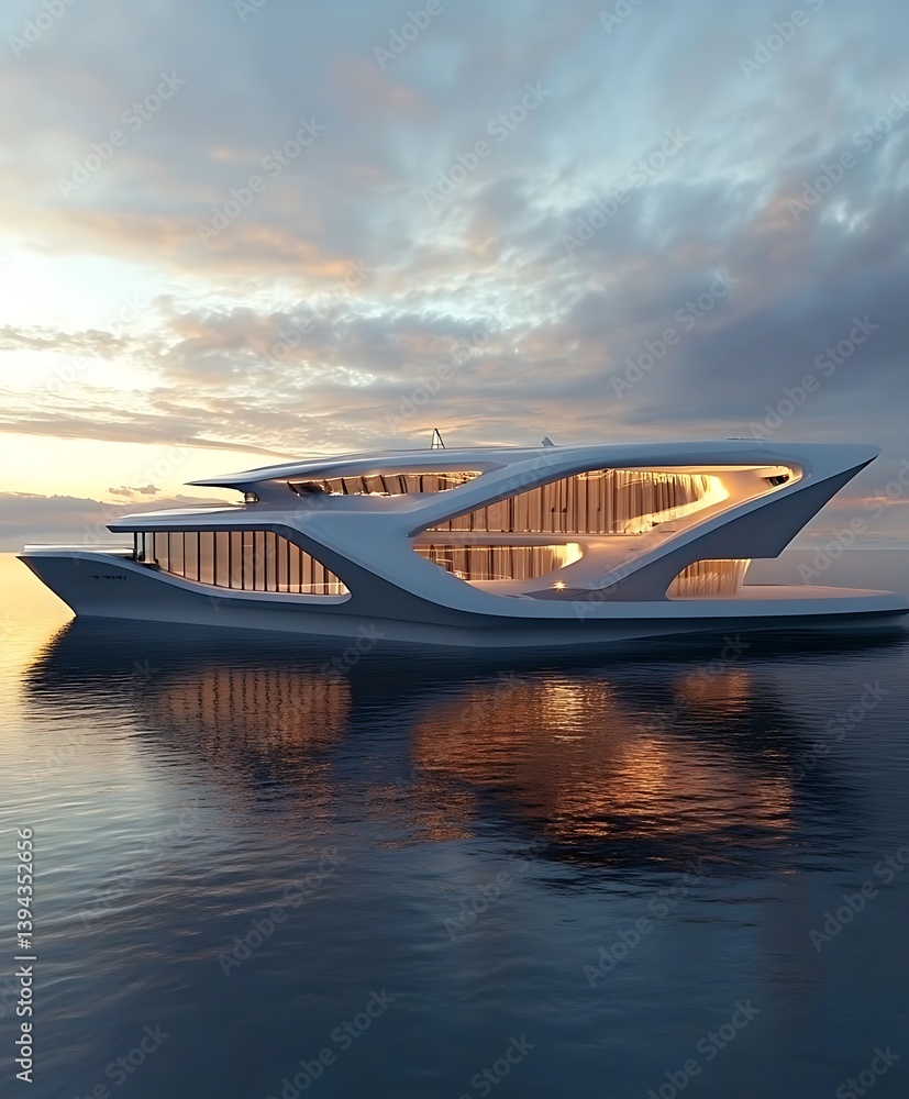A large and luxurious modern yacht floating gracefully on water