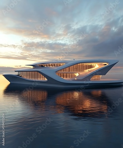Obraz na płótnie A large and luxurious modern yacht floating gracefully on water w salonie