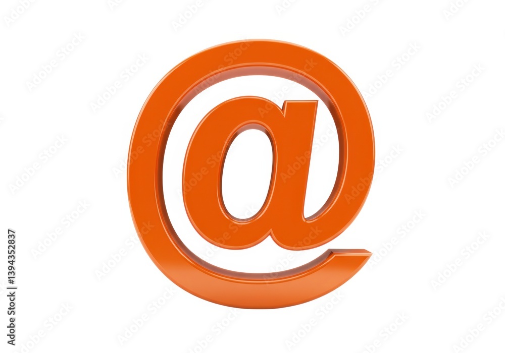 Orange at symbol on a plain white backdrop in a studio environment Orange at symbol on a plain white backdrop in a studio environment
