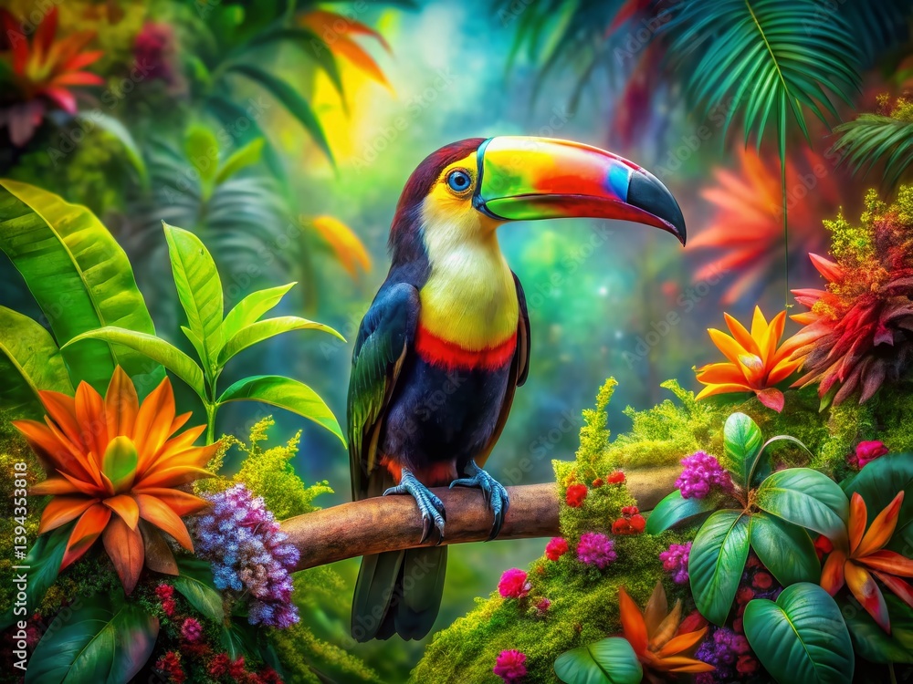 A DoubleExposure Masterpiece Vibrant Toucan in a Lush Tropical Rainforest Capturing the Essence of Biodiversity A DoubleExposure Masterpiece Vibrant Toucan in a Lush Tropical Rainforest Capturing the Essence of Biodiversity