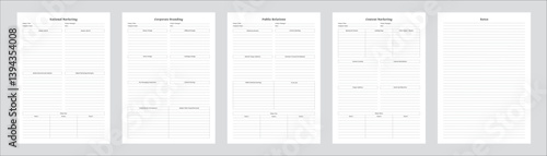 Marketing Planning Page Planner Sheets for Efficiently Organizing, Tracking and Managing Marketing Activities Campaigns Strategies Goals & Performance Across Multiple Channels & Platforms 5 Pages set