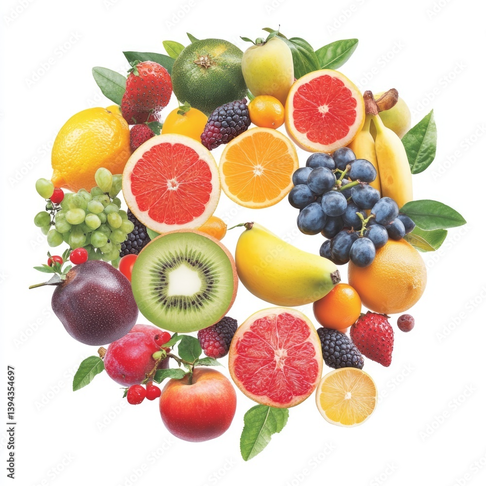Tropical fruit arrangement kitchen visual art bright circular freshness