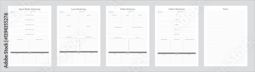 Marketing Planning Page Planner Sheets for Efficiently Organizing, Tracking and Managing Marketing Activities Campaigns Strategies Goals & Performance Across Multiple Channels & Platforms 5 Pages set
