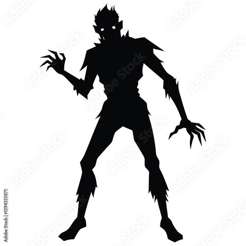 "Zombie Walking Silhouette Vector"